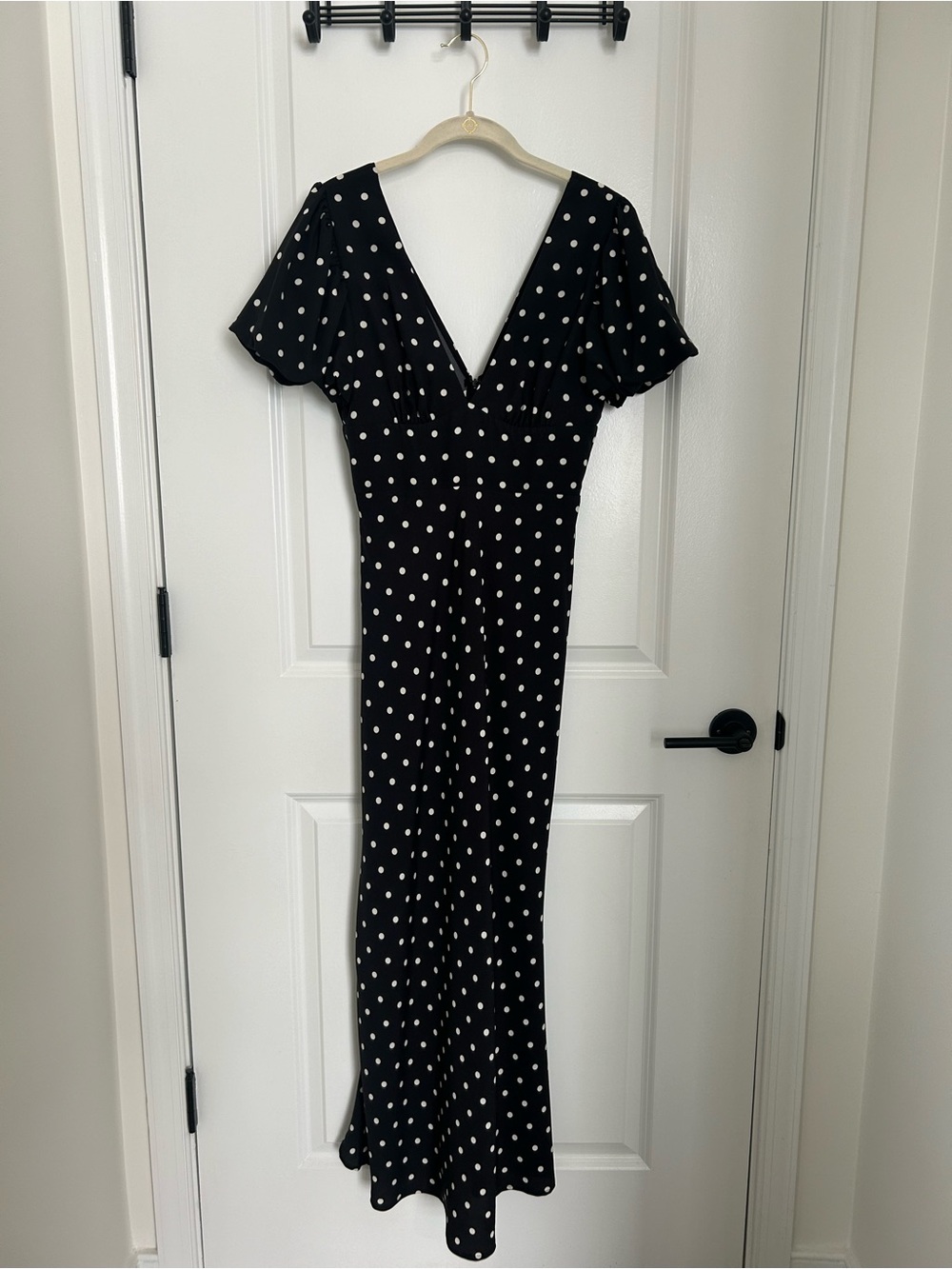 Showpo Elise Midi Dress Black Polka Dot Size 4